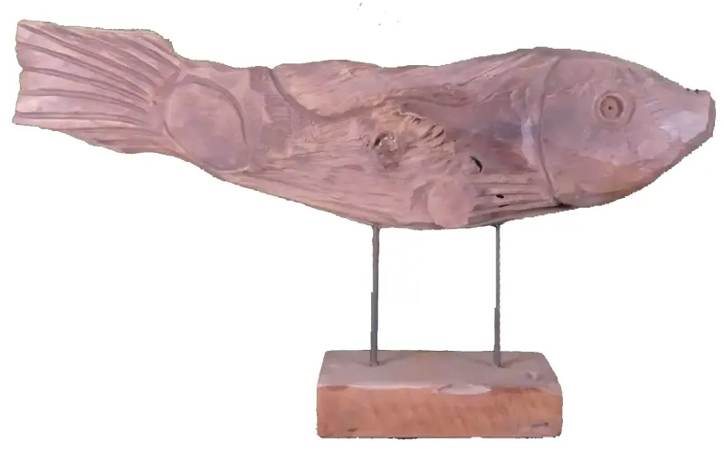 Product image 3 of the product “Carved fish wood on stand made from teak root pieces ”